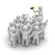 Illustration: Auction with auctioneer holding wooden hammer. Auction with auctioneer holding wooden hammer.