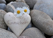 Gutschein Steinherz mit Gänseblümchen