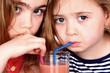 Sisters Drinking Fruit Smoothie. Models Released