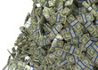 Much money and wealth. US dollar bundles falling