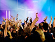 Jubelnde Konzertbesucher auf Rock-Konzert