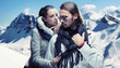 Handsome couple having fun on winter holidays