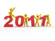 New Year. Men with numbers 2011