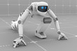 Illustration: White futuristic robot ready to start White futuristic robot ready to start