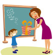 student giving gift her teacher student giving gift her teacher