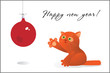 cat with chrismas ball
