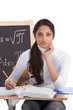 Indian college student woman studying math exam