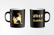 Mug with golden zodiac symbol of the rabbit of the year