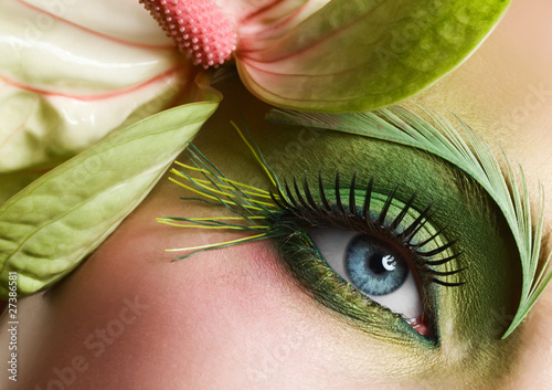 Photo: Green eye make-up with flower Green eye make-up with flower