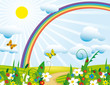 Rainbow over the flowering meadows Rainbow over the flowering meadows