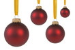 Red christmas balls on white background