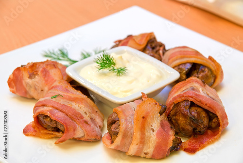 Photo: roll of bacon and chicken liver roll of bacon and chicken liver