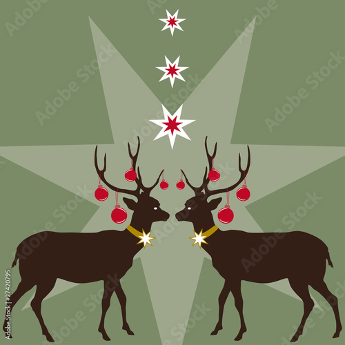 Vektor: Weihnachtsmotiv Rehe Weihnachtsmotiv Rehe