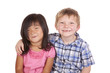 Two kids friends smile