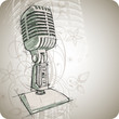 Vector Classic Microphone & floral background