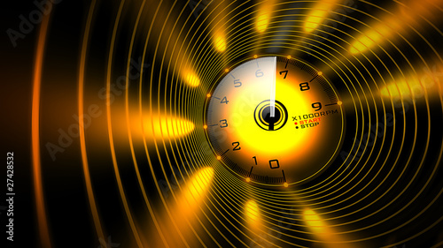 Illustration: Tachometer orange abstract 3D render Tachometer orange abstract 3D render