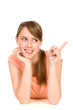 Young woman pointing