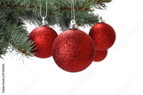 Photo: Pine branch and xmas ball Pine branch and xmas ball
