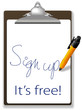 Sign up free clipboard pen website icon Sign up free clipboard pen website icon