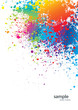 Background with colorful spots and sprays on a white