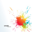 Background with colorful spots and sprays on a white