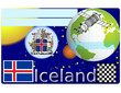 Iceland business card national emblem globe