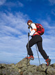 Hiking in mountains, women nordic walking Hiking in mountains, women nordic walking