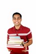 Young male student holding books.