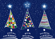 Three colourful Christmas Trees