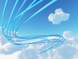 blue metallic cables connected to cloud