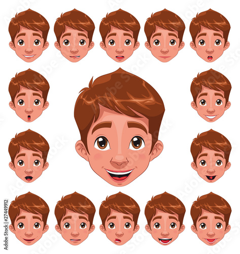 Vector: Boy Expressions with lip sync. Vector character. Boy Expressions with lip sync. Vector character.