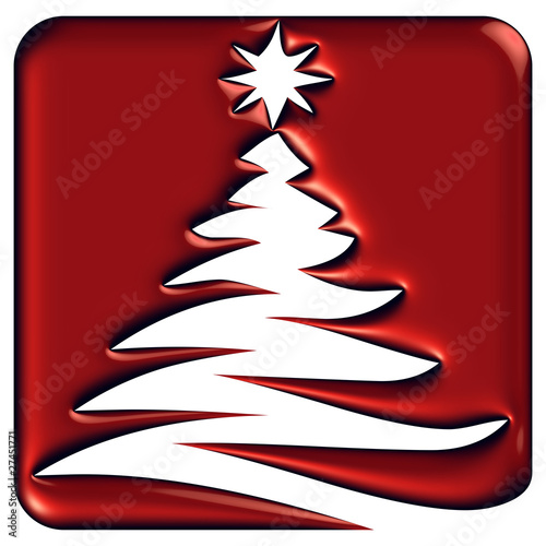 Illustration : Icône sapin de Noël abstrait rouge reflets Icône sapin de Noël abstrait rouge reflets