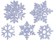 set of blue ice snowflakes, 3d render