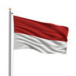 Flag of Monaco waving in the wind in front of white background