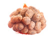 Packed potatoes on white background