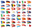 Moving flags set - Europe. 48 Vector flags.