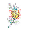 Sketch of tattoo art, flower with tribal design