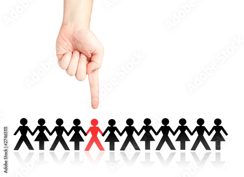 Photo: Finger selecting and showing a man from a crowd Finger selecting and showing a man from a crowd