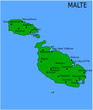 Carte des Villes Principales de Malte