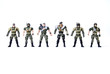 Collection of toy soldiers  over white background