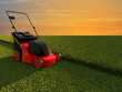 Lawn mower on green field Lawn mower on green field