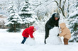 Family in winter park