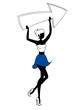 woman holding arrow directing beckoning
