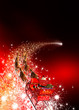 Weihnachtsmann mit Rentierschlitten und Sternschnuppe