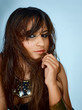 beautiful latino woman with wet long hair