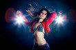 Young sexy dancing woman, with flashes on background Young sexy dancing woman, with flashes on background