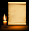 Background with old paper and a candle. Vector . Background with old paper and a candle. Vector .