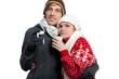 young couple drinking hot tea