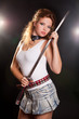 Young woman with samurai sword