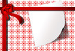 card. red wrapped gift with a note to write card. red wrapped gift with a note to write